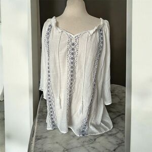 Always indigo plus size 2X White and Blue Top New
